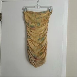 tiger mist floral strapless mini dress with off the shoulder cover